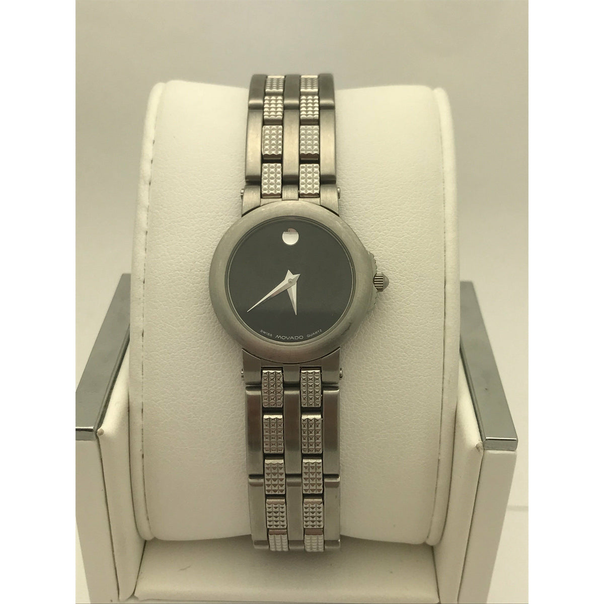 Movado Ladies Black Museum Dial Stainless Steel Bracelet Watch 0603688
