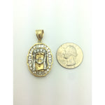 14K Two Toned Jesus Pendant with Crystals CHAR014