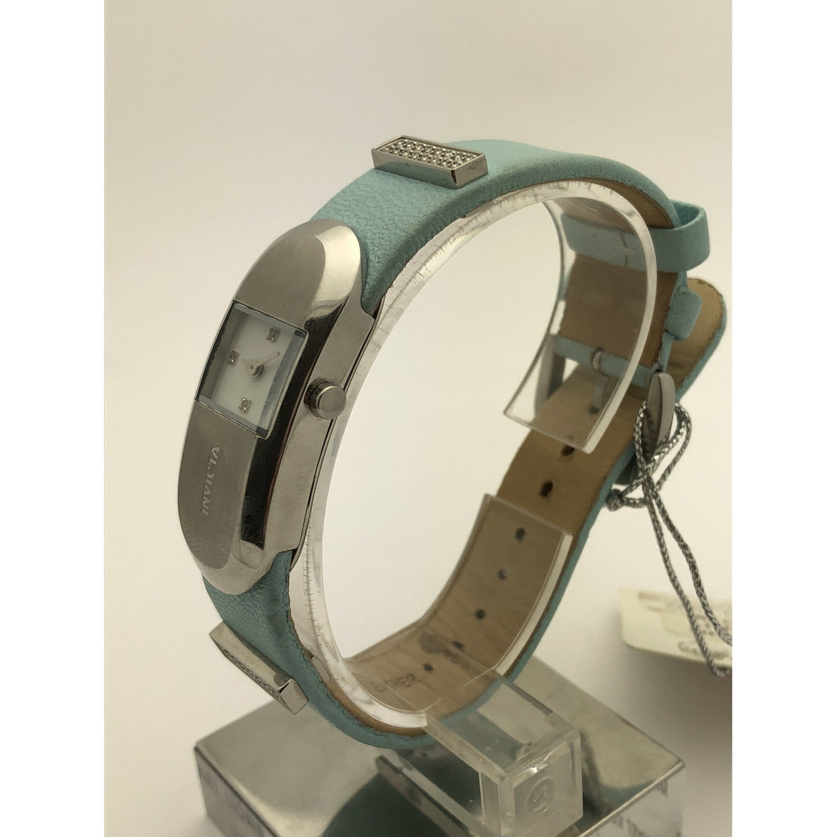 Invicta Ladies Real Diamonds Quartz Baby Blue Dial Watch Diamond Markers 2402