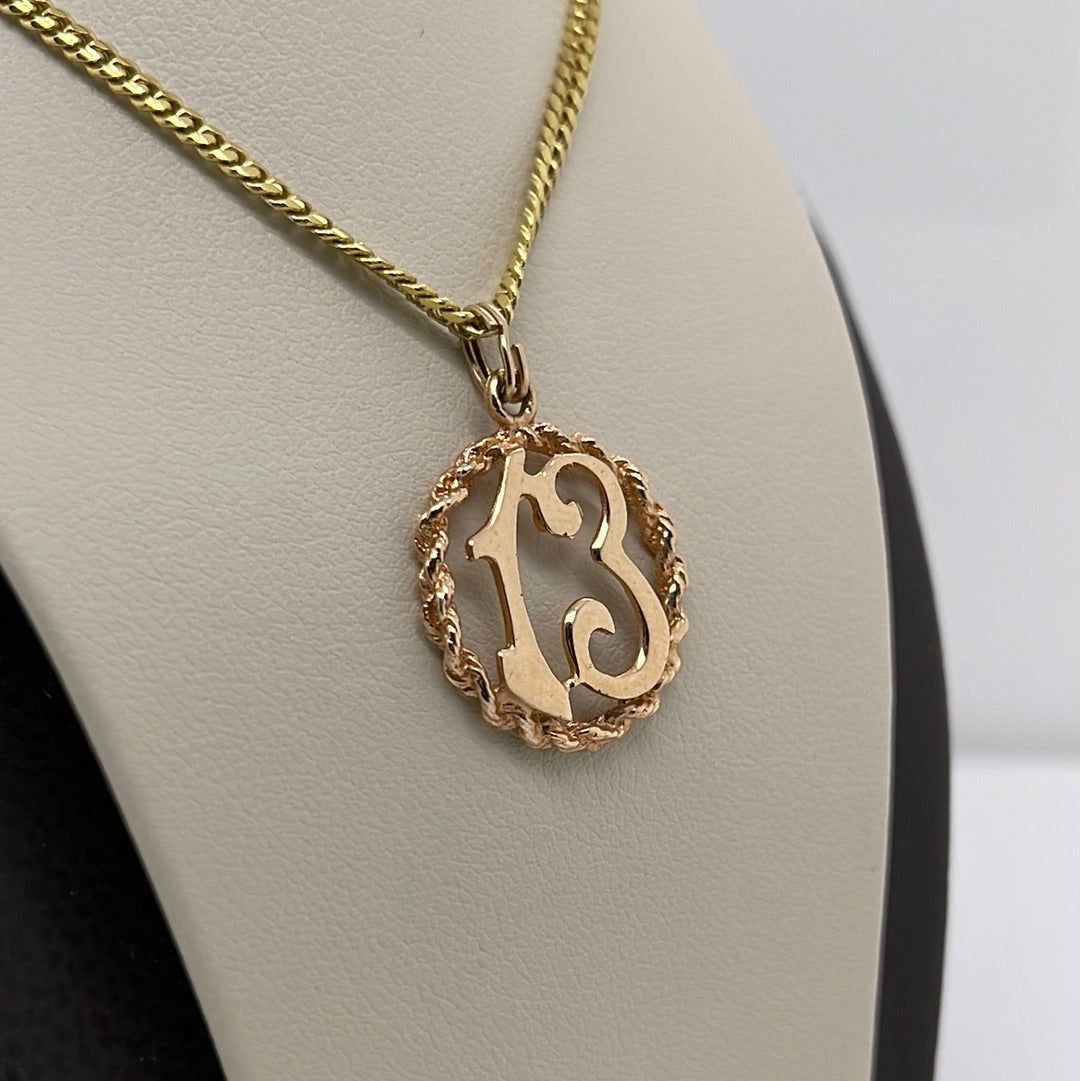 14K Rose Gold #13 Charm Pendant P023