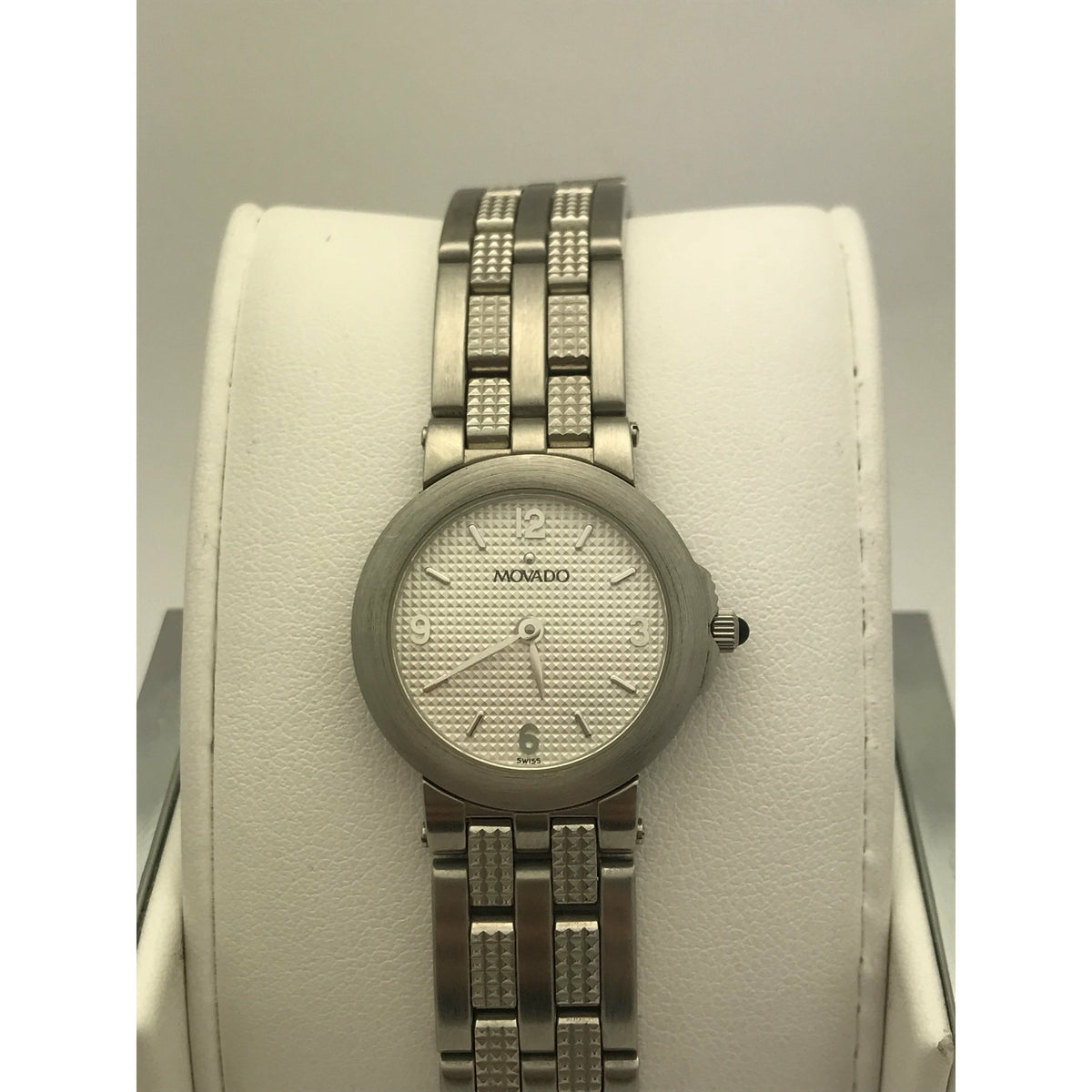 Movado Ladies Silver Tone Dial Stainless Steel Bracelet Watch 060374