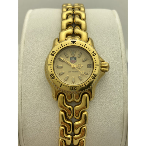 Tag Heuer Ladies Gold Dial Gold Stainless Steel Bracelet 200M