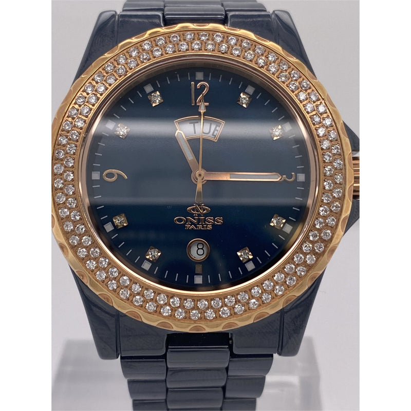 Anne Klein Metals Online Singapore - Round Mother of Pearl Dial Ceramic  Bracelet Watch Navy
