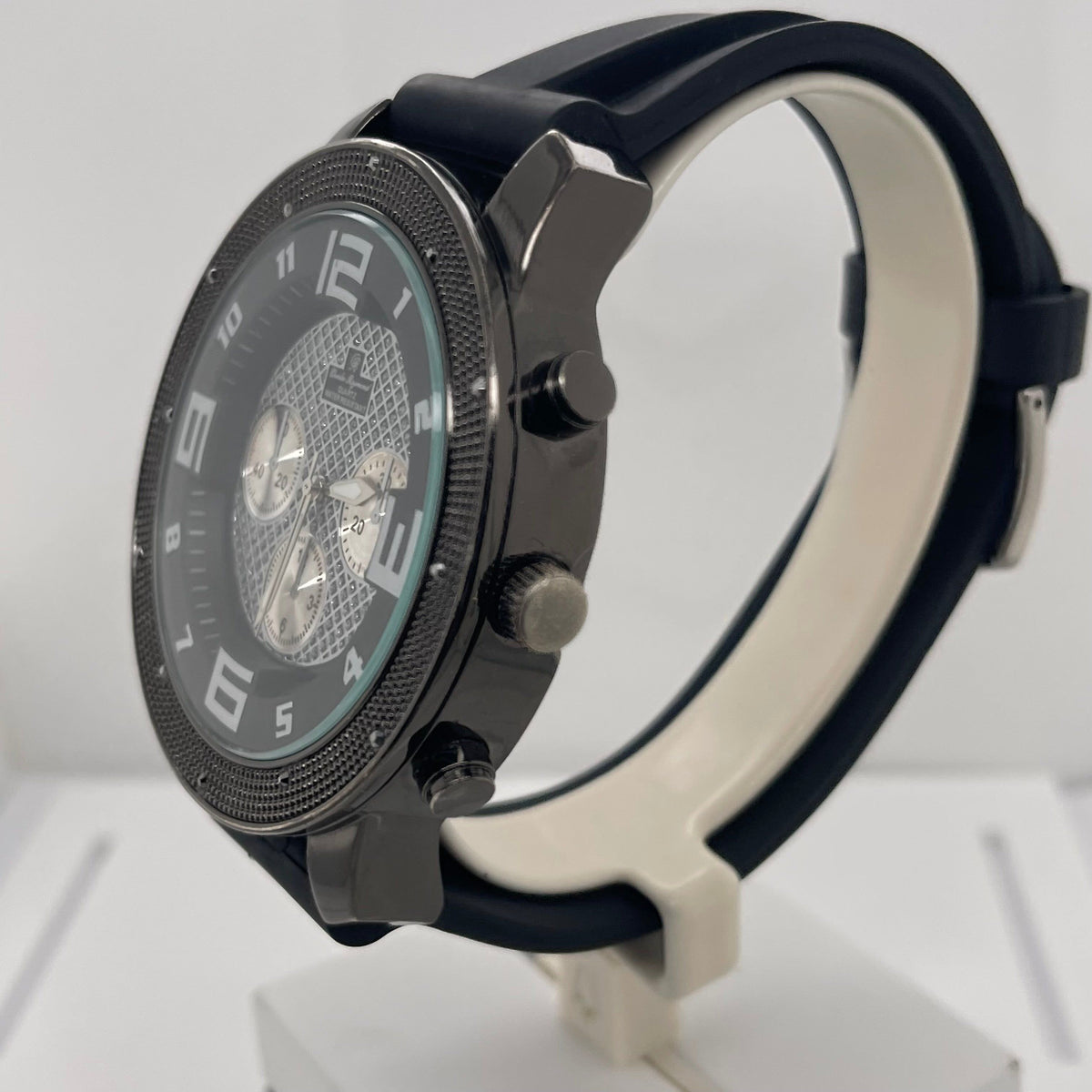 Charles Raymond Men's Black Dial Black Rubber Strap Quartz Watch 5151-LB