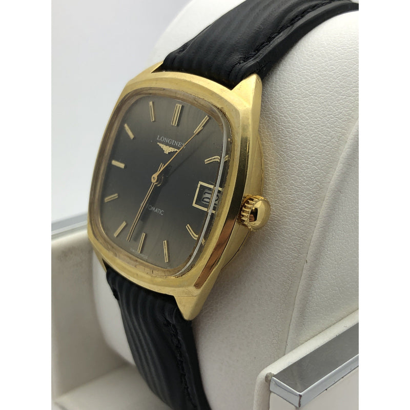 Longines Men's Bronze Dial Black Calfskin Automatic Watch 316384