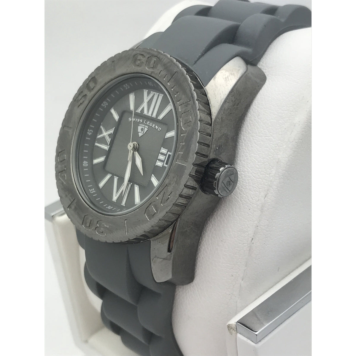 Swiss Legend Unisex Commander Gray Dial Gray Rubber Strap Watch 110011472