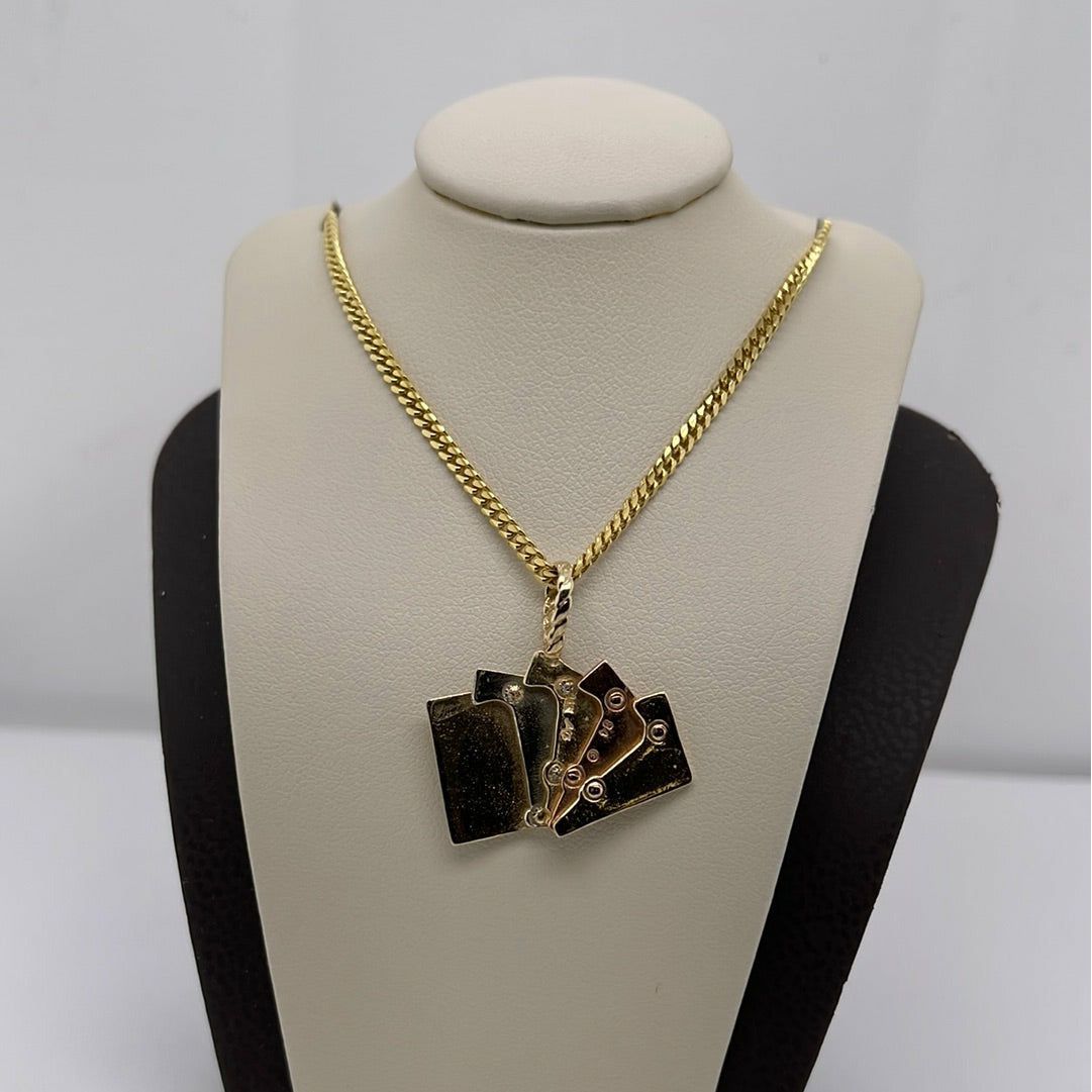 14K Gold Playing Cards Charm Pendant P040
