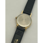 Wittnauer Ladies Gold Tone Dial Black Genuine Leather Band Watch