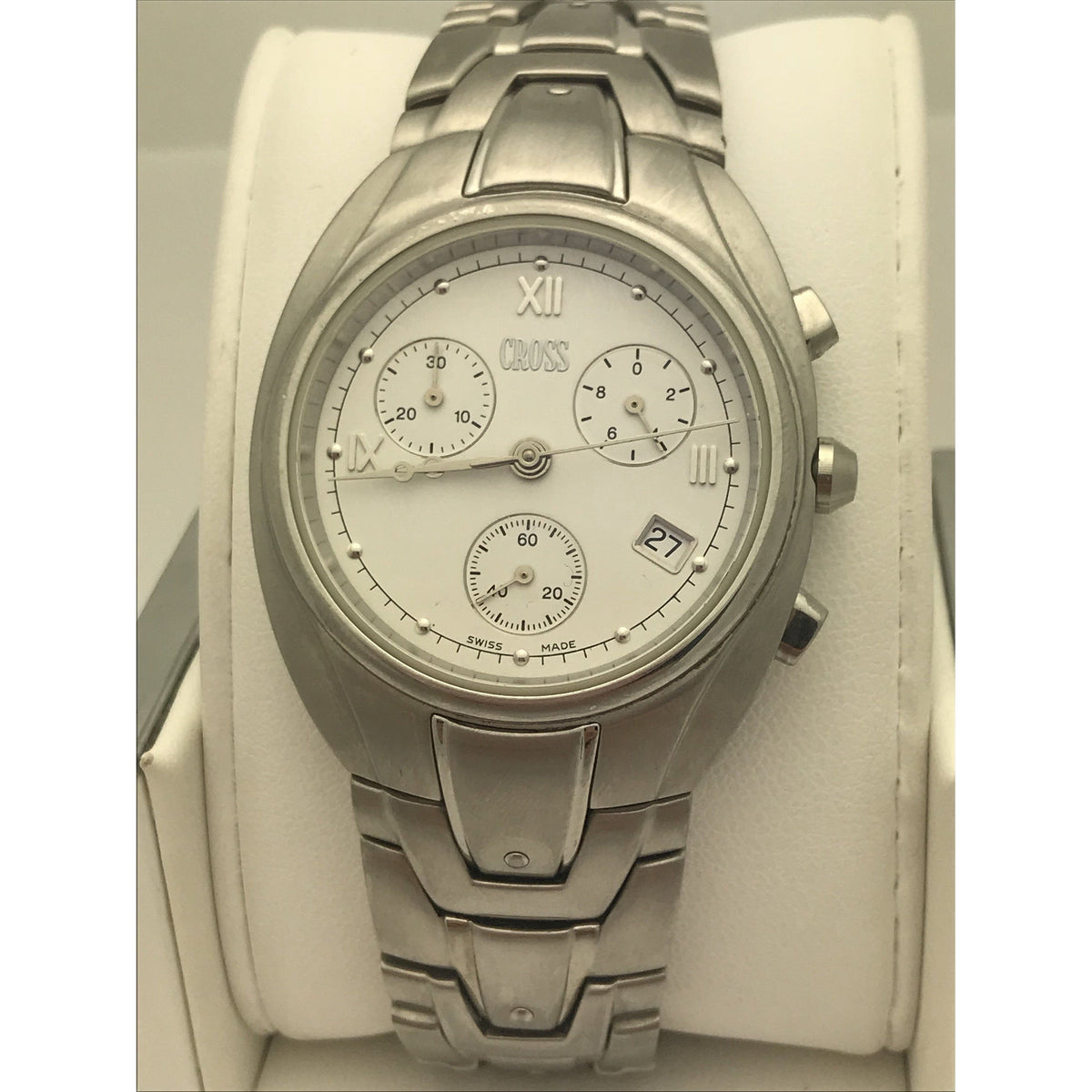 Cross Men's White Dial Stainless Steel Bracelet Watch GW20B