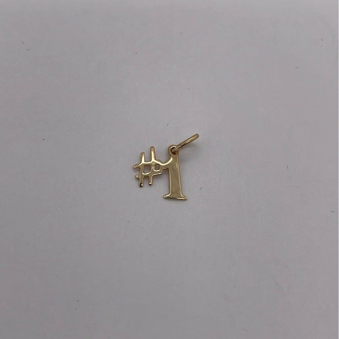14K Yellow Gold #1 Charm Pendant P047