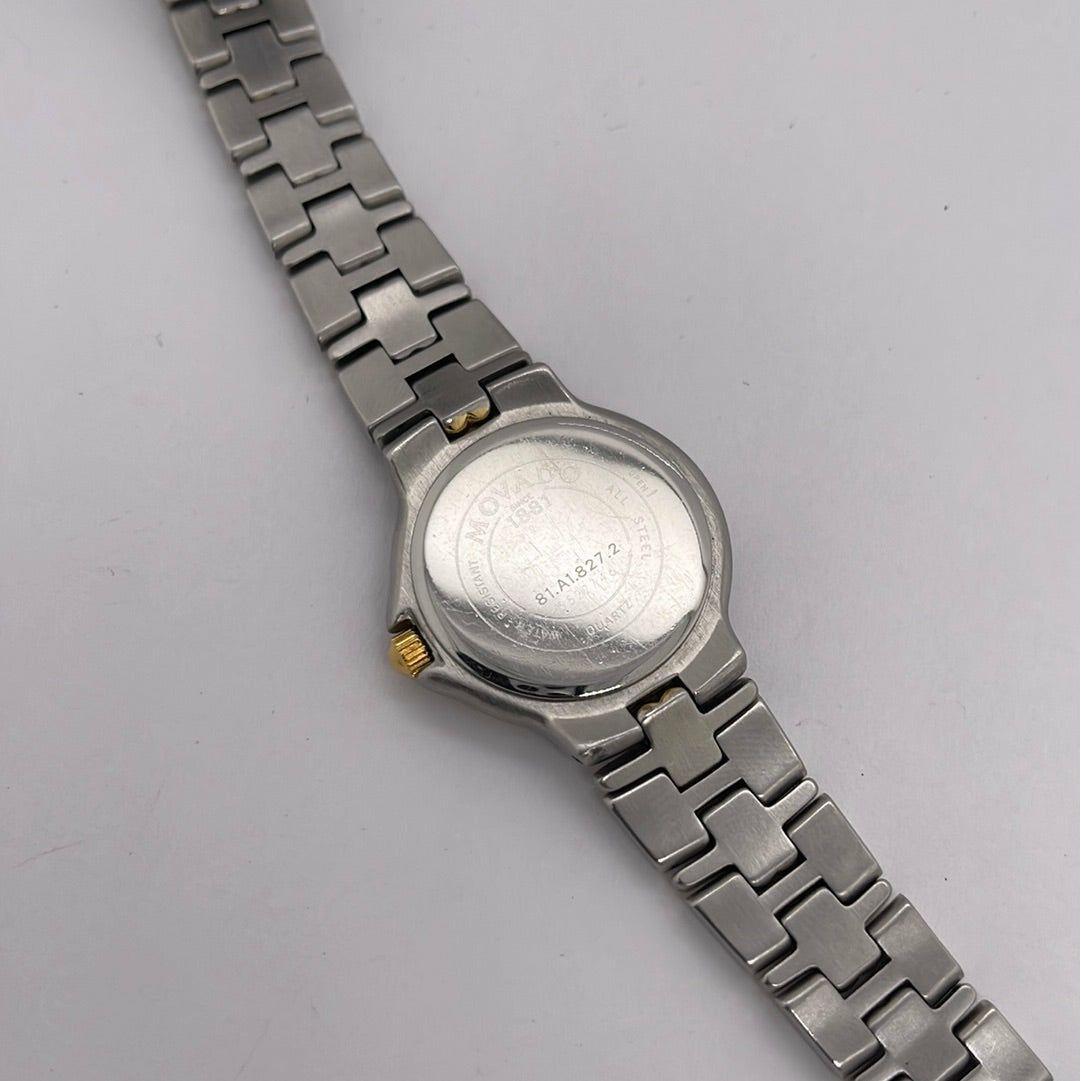 Movado Ladies Black Dial Two Tone Stainless Steel Bracelet Watch 0602067