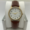 Casio Unisex White Dial Brown Leather Strap Watch MTP-1095