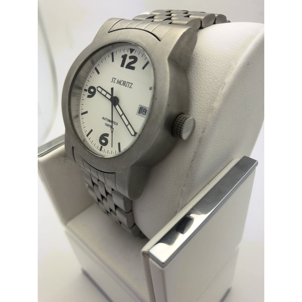 St. Moritz Men's White Dial Silver Tone Stainless Steel Watch 2113