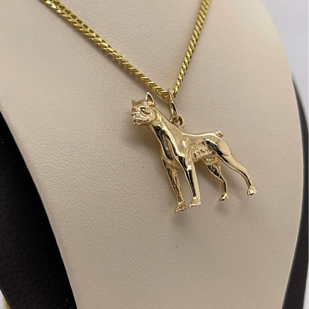 14K Yellow Gold Dog Charm Pendant P065