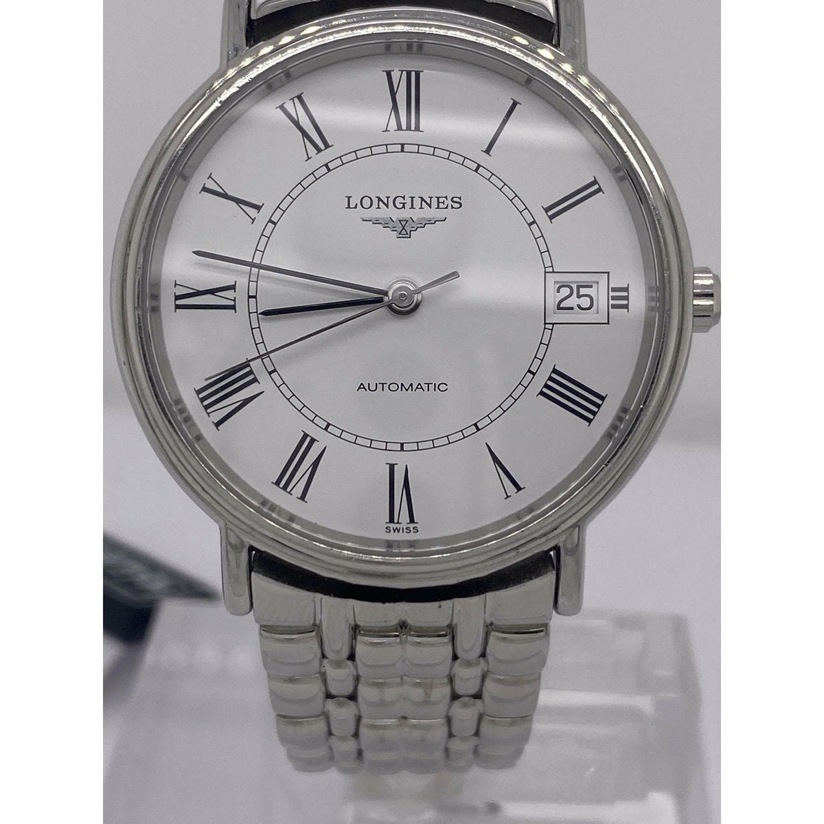 Longines Ladies White Dial Silver Tone Stainless Steel Bracelet Automatic Watch L4.721.4