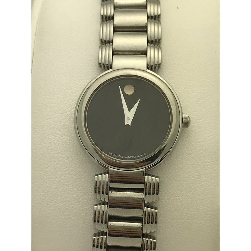Movado Ladies Black Museum Dial Stainless Steel Bracelet Watch 0605016