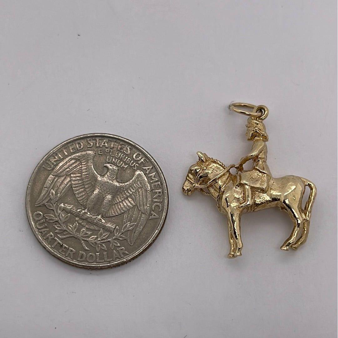 14K Yellow Horse -N-Soldier Charm Pendant P062