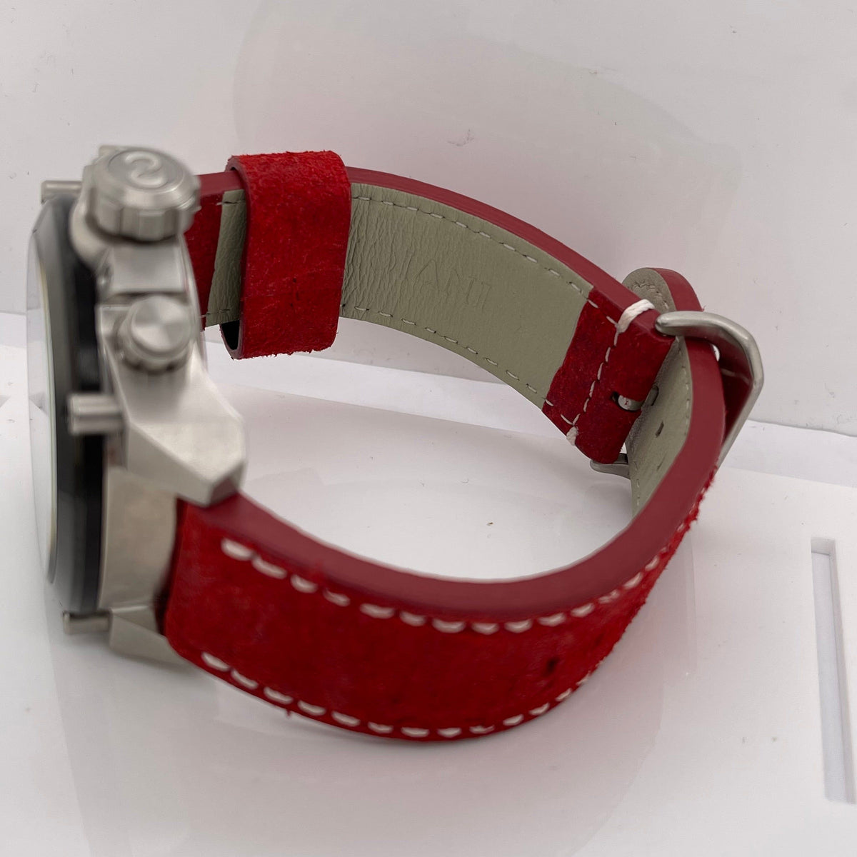 Invicta Men's Corduba Black Dial Red Leather Strap Quartz Watch 22164