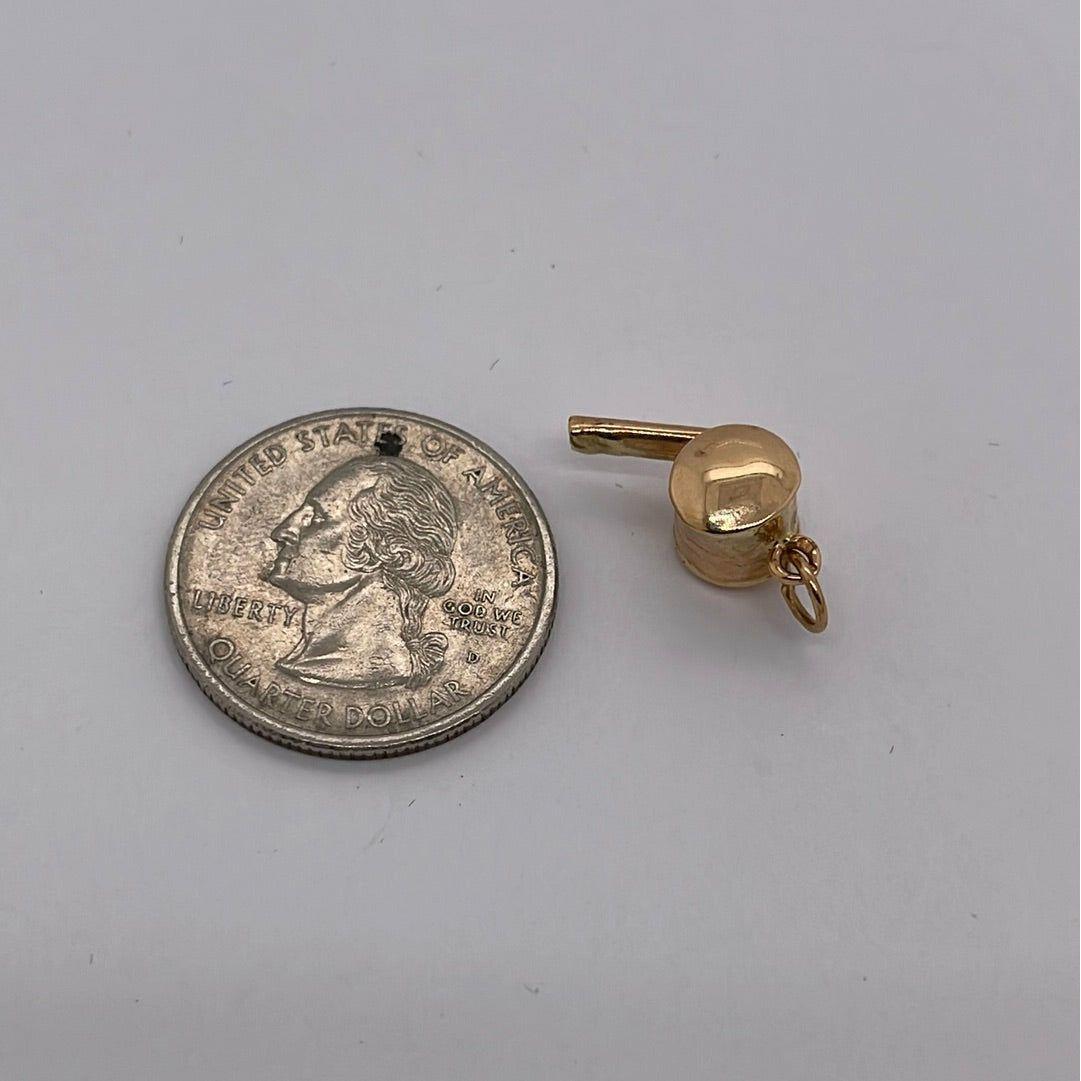 14K Yellow Gold Whistle Charm Pendant P036