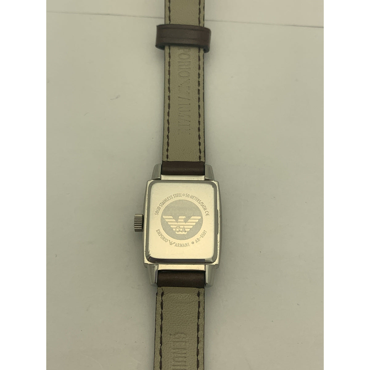 Emporio Armani Ladies Bronze Dial Brown Genuine Leather Strap Watch AR5507