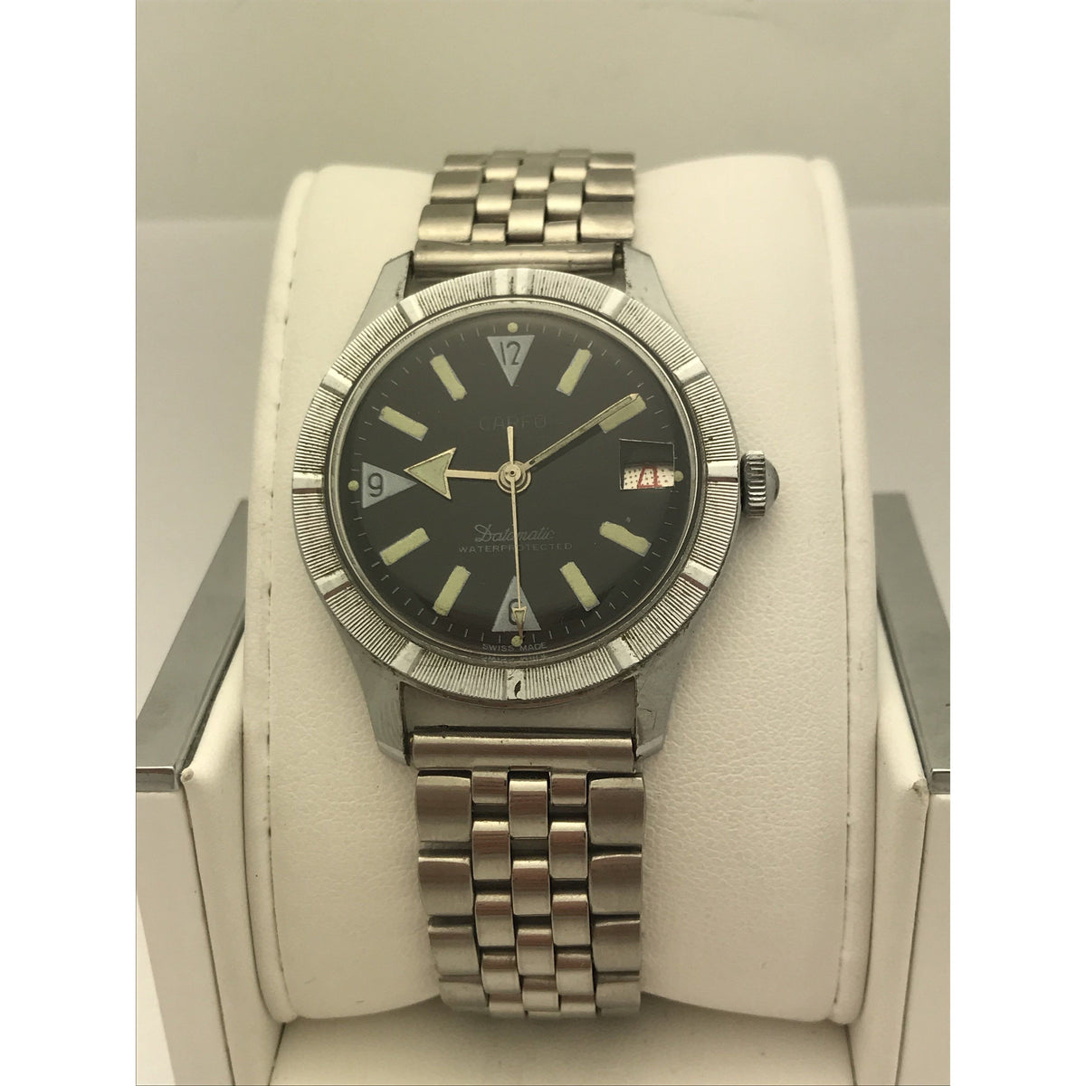 Carfo Men's Datamatic Black Dial Stainless Steel Watch 12735
