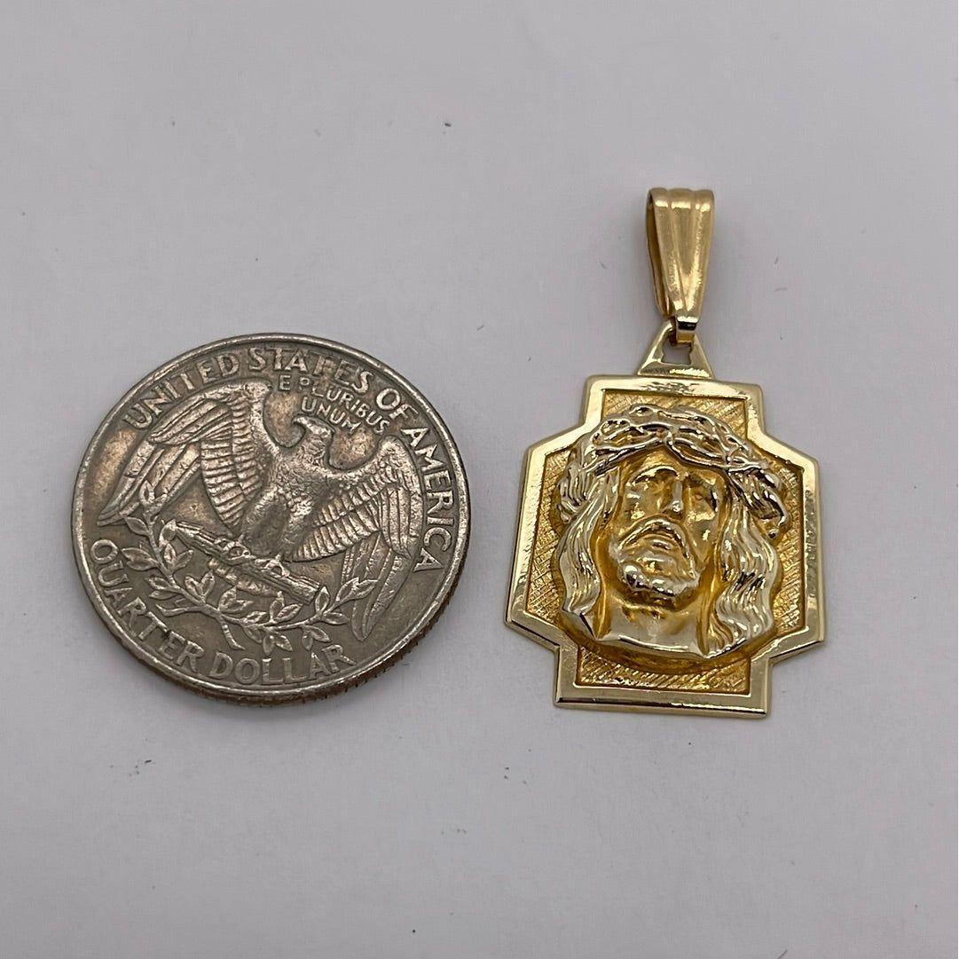 14K Yellow Gold Jesus Charm Pendant P052