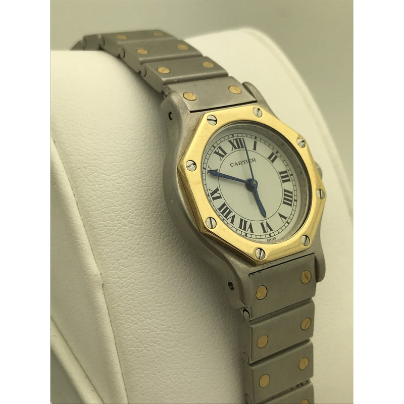Cartier Panthère Steel Yellow Gold 2 Row Bracelet Ladies Watch 166921