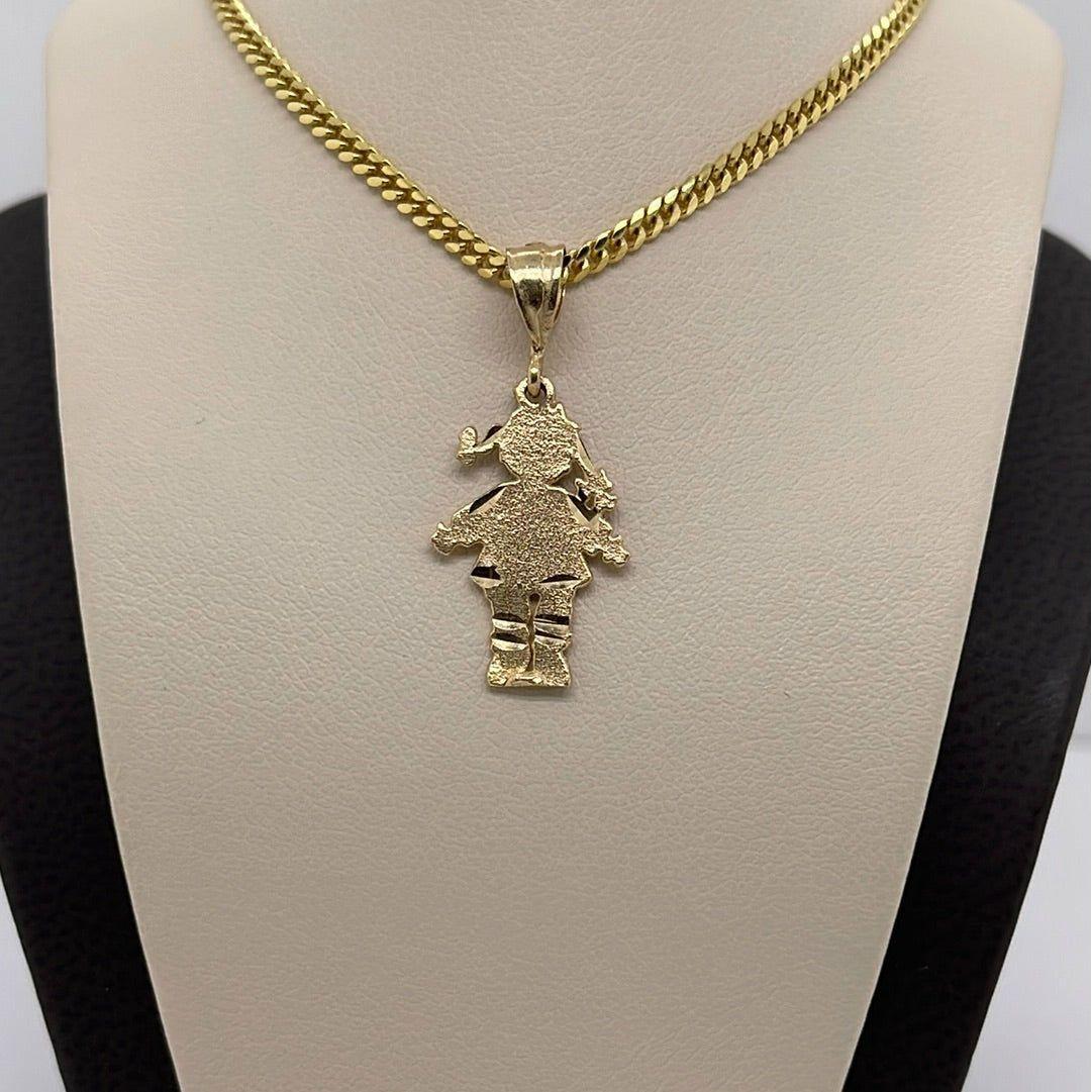 14K Yellow Gril Charm Pendant P063