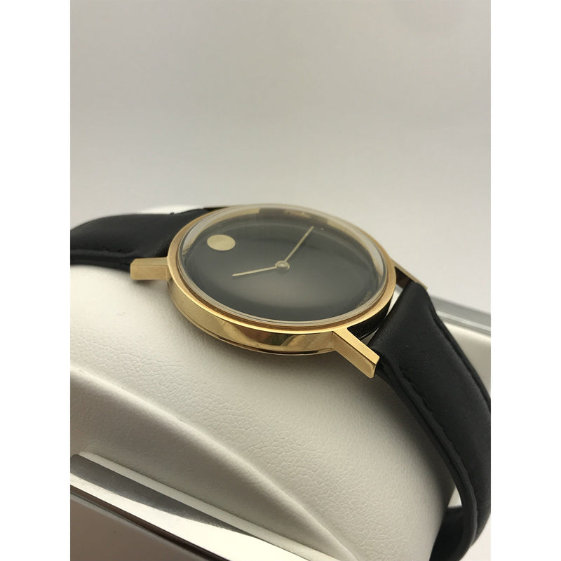 Movado Men's Limited Edition 1994 Black Dial Black Leather Strap Watch 1933775