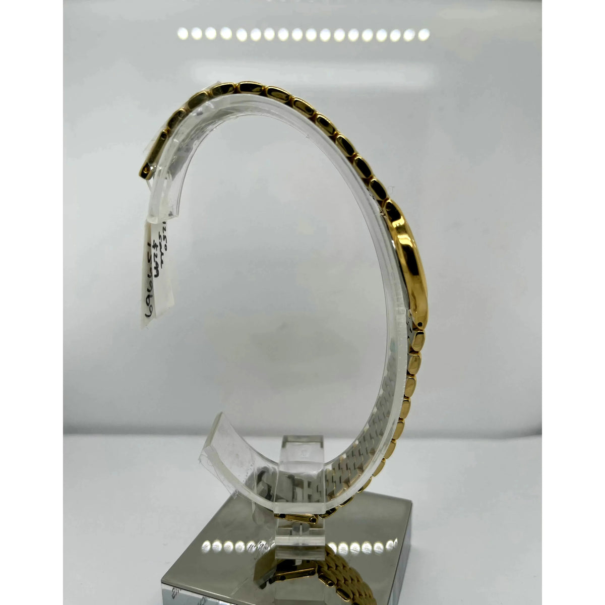 Movado Ladies Black Dial Yellow Gold Tone Bracelet Watch 0600711