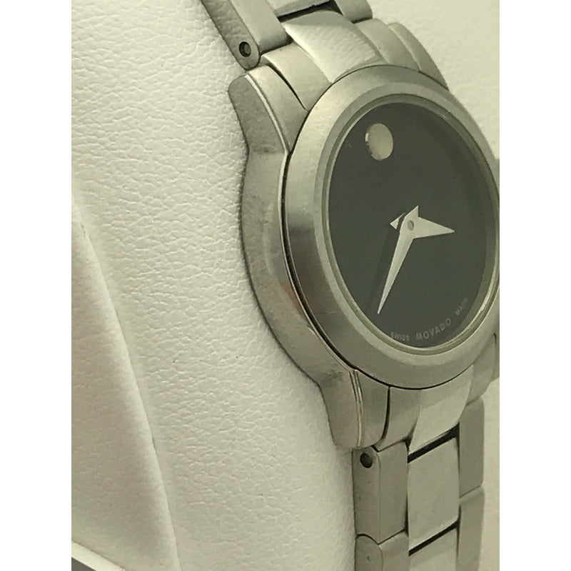 Movado Ladies Junior Sport Black Museum Dial Stainless Steel Bracelet Watch 0605106