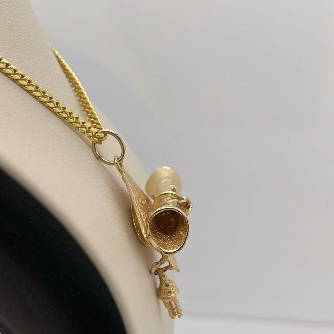 14K Yellow Gold Graduation Diploma & Cap Charm Pendant P051