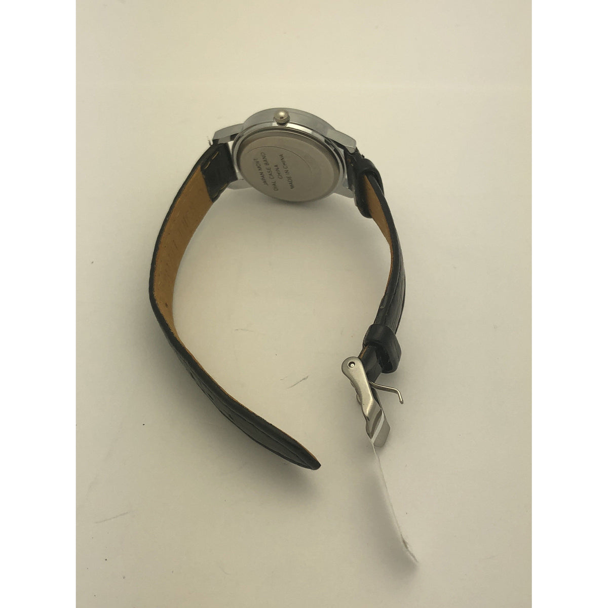 Geneva Ladies Quartz Black Dial Black Leather Band Watch 20018