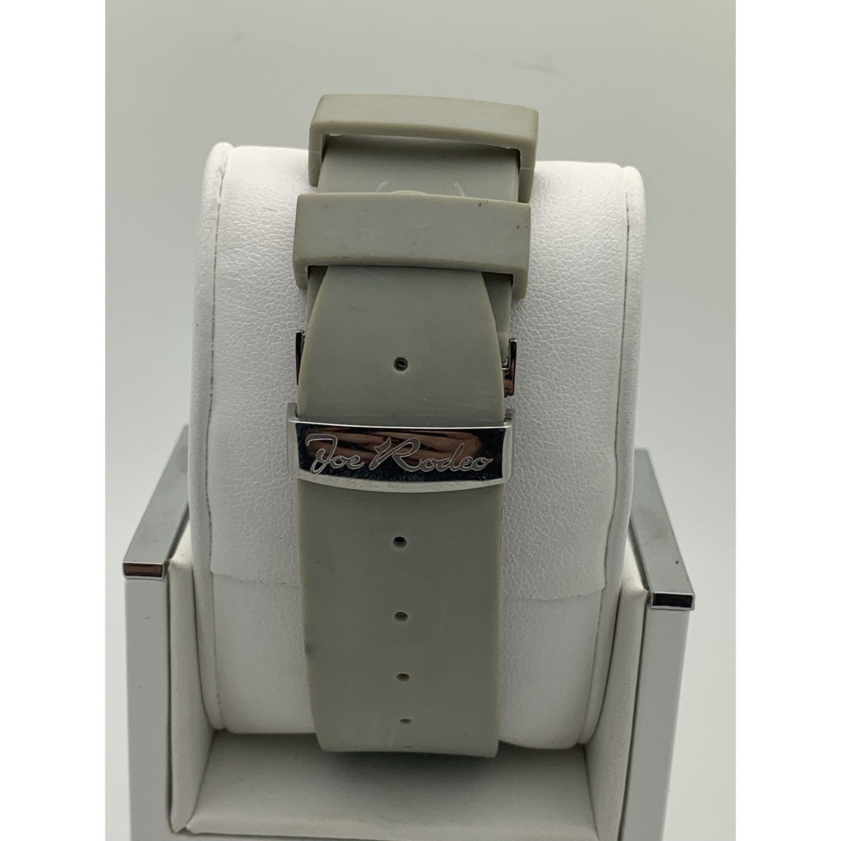 Techno Watch Men's Silver Dial Gold Tone Bezel Gray Rubber Strap Watch