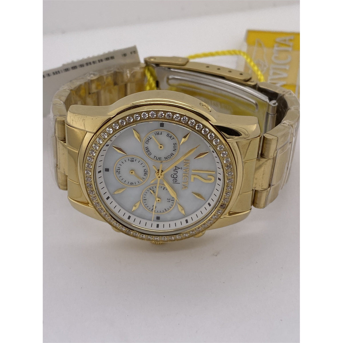 Invicta Angel Ladies White Mother of Pearl Dial Yellow Gold Tone Bracelet Watch 11771