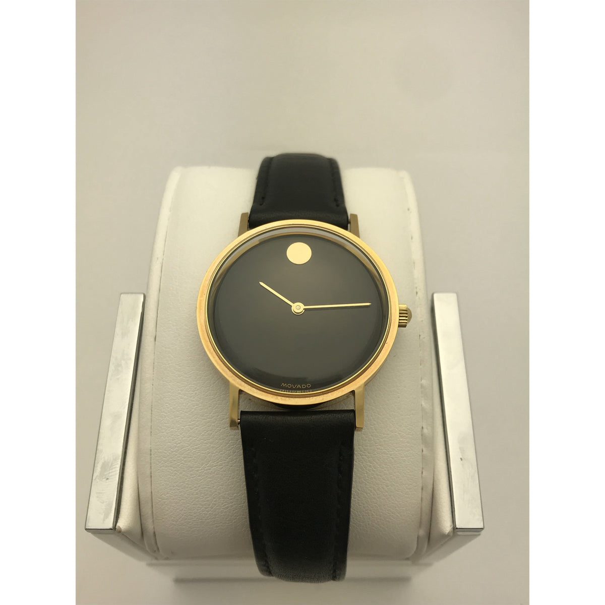 Movado Men's Limited Edition 1994 Black Dial Black Leather Strap Watch 1933775
