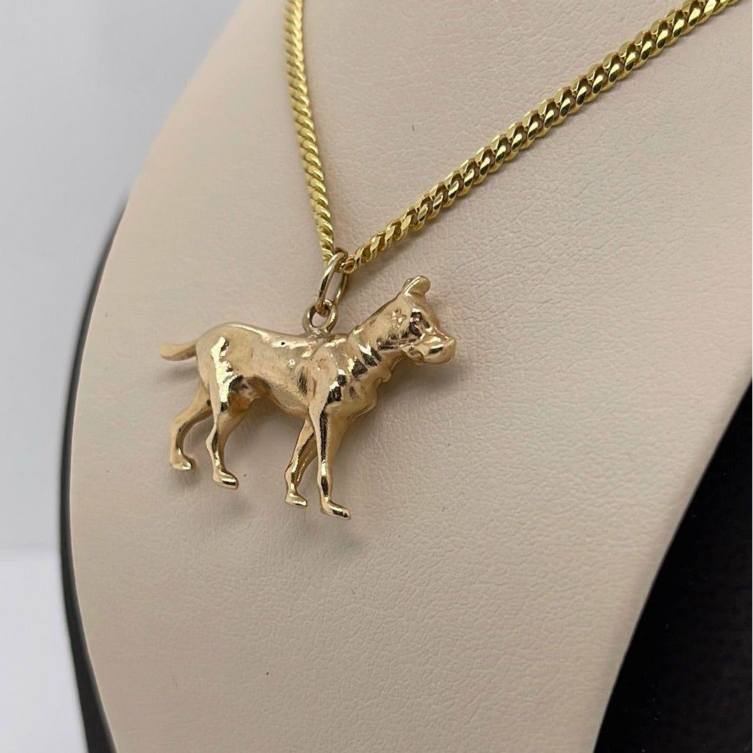 14K Yellow Gold Dog Charm Pendant P068