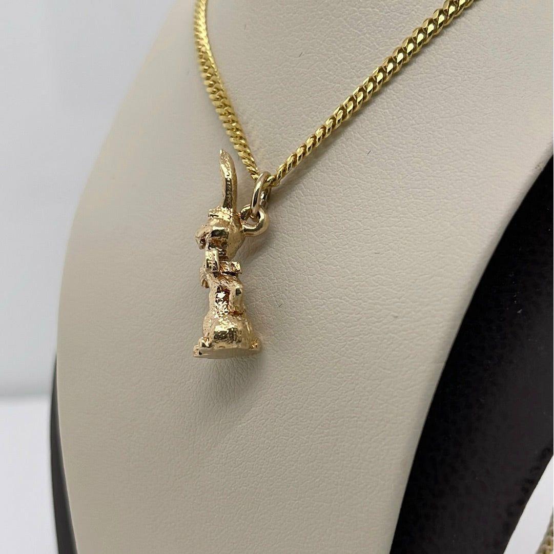 14K Yellow Gold Rabbit Charm Pendant P025