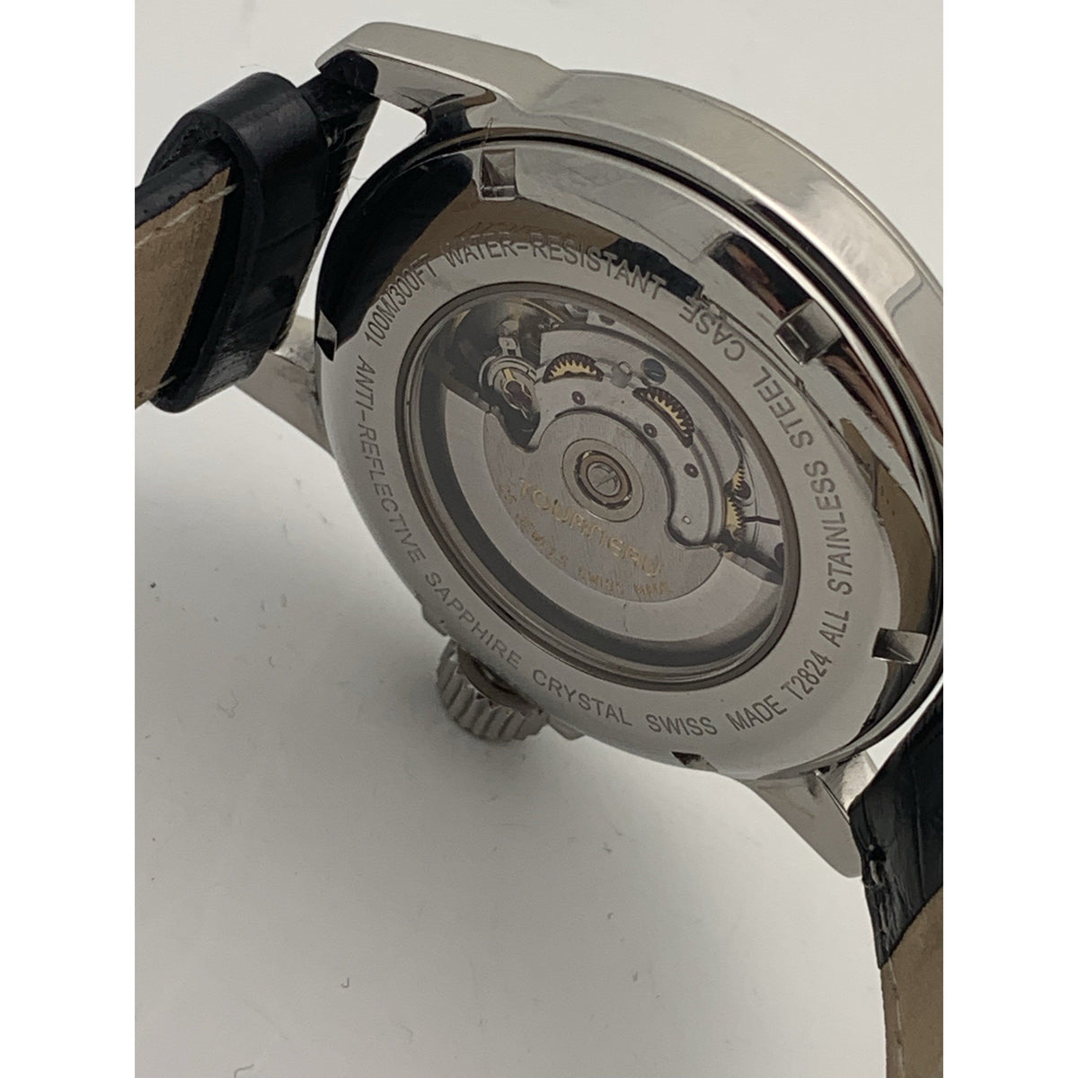 Tourneau Men's Black Dial Black Leather Strap Automatic Watch T2824