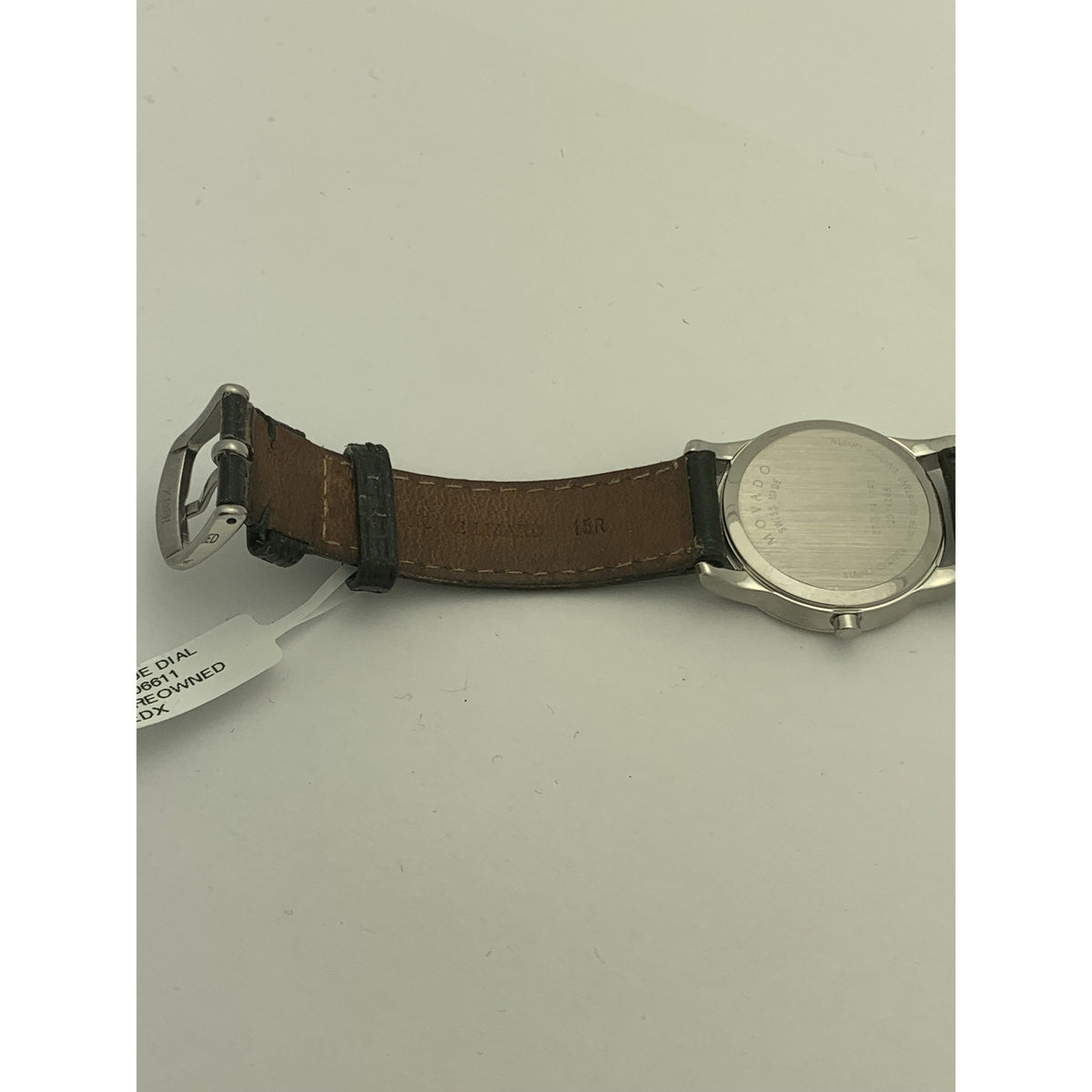 Movado Ladies Blue Museum Dial Black Leather Strap Watch 0606611
