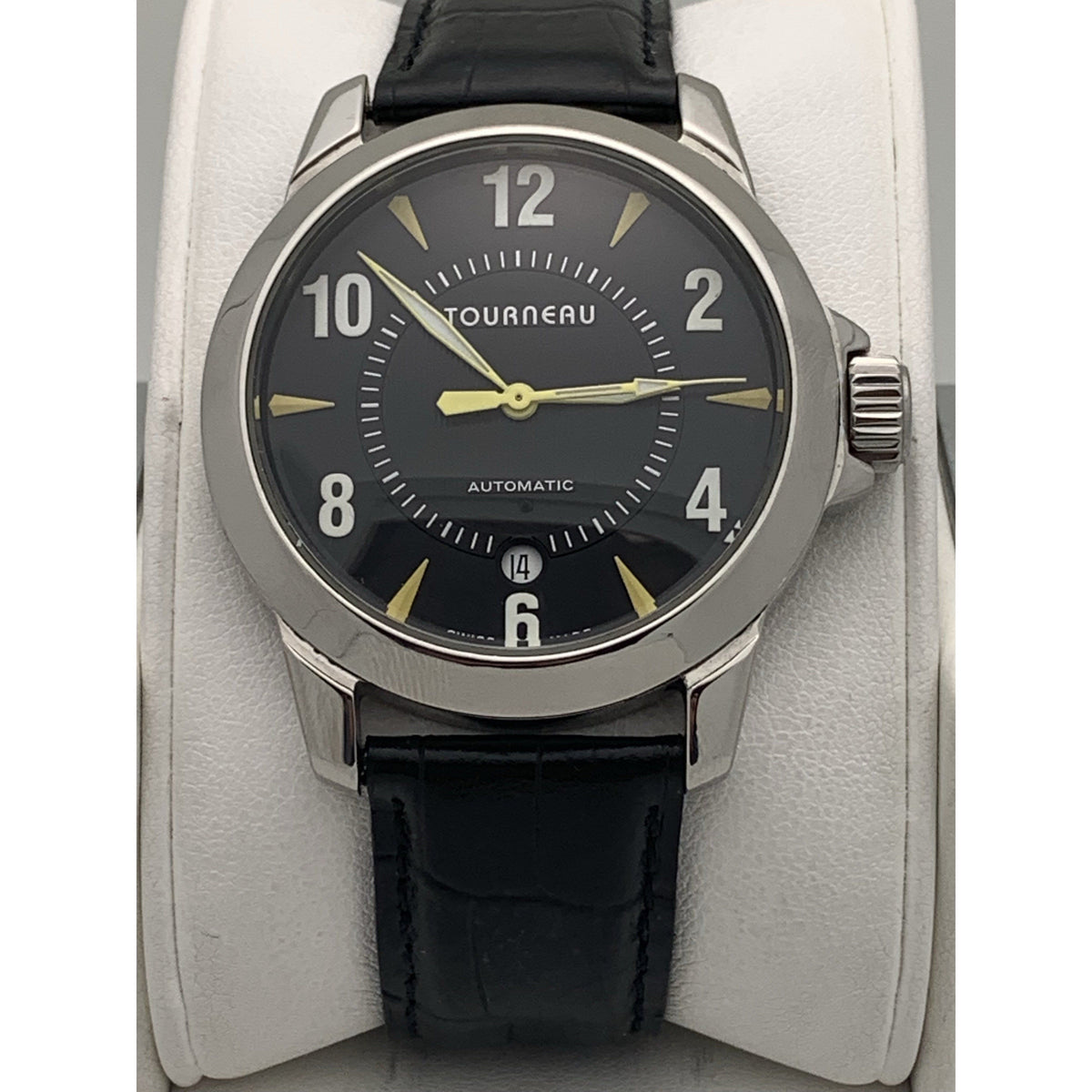 Tourneau Men's Black Dial Black Leather Strap Automatic Watch T2824
