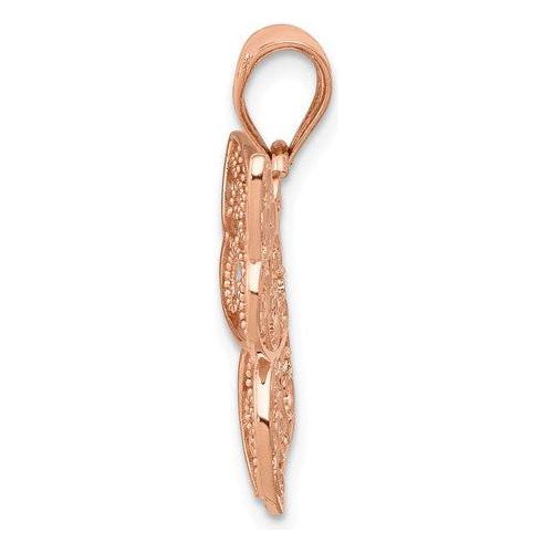 QGPK5327 14k Rose Gold Polished Filigree Butterfly Pendant