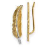 EARDDQGLE1503 Leslie's 14K With Rhodium Polished Feather Ear Climber Earrings