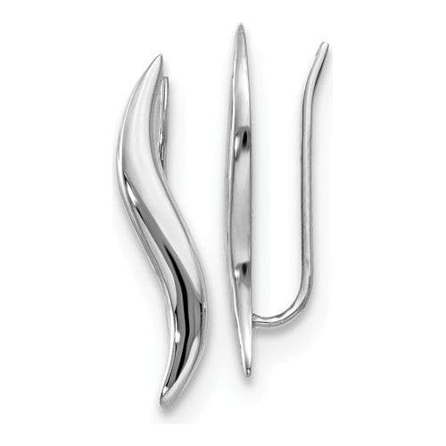 EARDDQGLE1505 Leslie's 14K White Polished Fancy Ear Climber Earrings