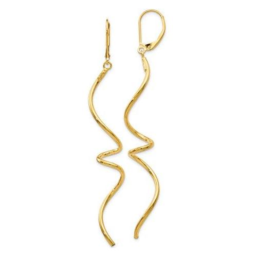 EARDDQGLE1686 Leslie's 14k Polished Twisted Dangle Leverback Earrings
