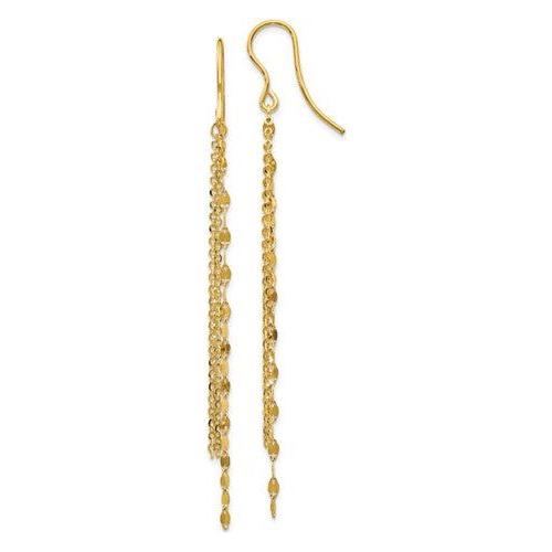 EARDDQGLE1718 Leslie's 14K Polished Tassle Dangle Shephard Hook Earrings