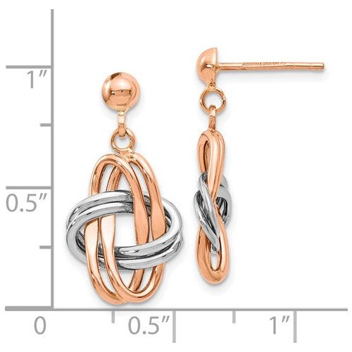 EARDDQGLE649 Leslie's 14k Two-Tone (Rose And White) Polished Post Dangle Earrings