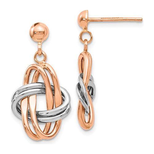 EARDDQGLE649 Leslie's 14k Two-Tone (Rose And White) Polished Post Dangle Earrings