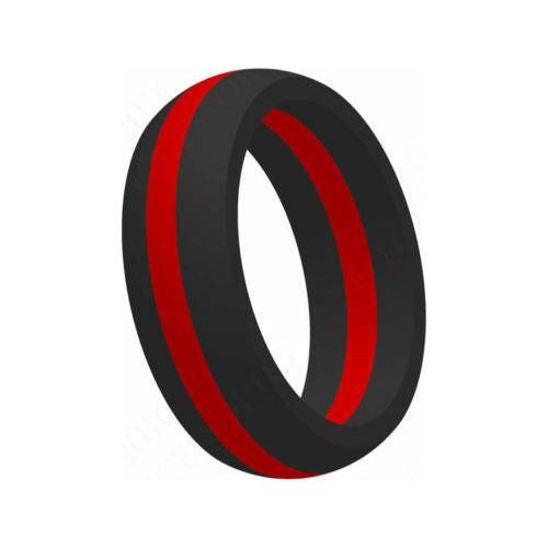 Thin Red Line Men's & Women's Silicone Rubber Wedding Band Ring 7mm