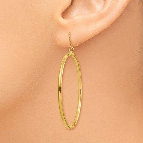 EARDDQGTE509 14k Tube Hoop Dangle Earrings